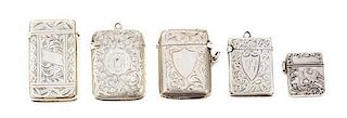 A Collection of Three English Silver Vesta Cases, Various Makers, comprising two Victorian examples, one marked JW, Birmingha
