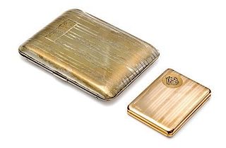 An American Silver Cigarette Case, Elgin American Co., New York, NY, the case having a rectangular cartouche engraved with a 