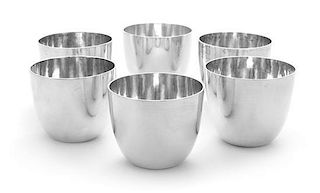* A Set of Six American Silver Cups, Crichton & Co. Ltd., New York, NY, each having a spot-hammered finish.