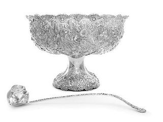 An American Silver Punch Bowl, James R. Armiger Co., Baltimore, MD, the body with repousee floral and foliate decoration thro
