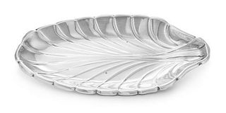 An American Silver Serving Dish, Reed & Barton, Taunton, MA, 1947, in the form of a leaf.