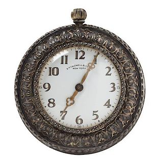* An American Silver-Plate Desk Clock Diameter 12 1/4 inches.