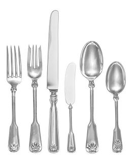 An American Silver Flatware Service, Tiffany & Co., New York, NY, Shell and Thread pattern, comprising: 8 luncheon knives 8 b