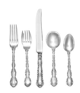 * An American Silver Flatware Service, Gorham Mfg. Co., Providence, RI, Strasbourg pattern, comprising: 12 dinner knives 12 b