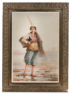 Edward Moran, (American, 1829-1901), Woman with Fishing Net