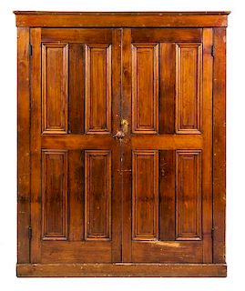 * An American Pine Cupboard Height 76 x width 62 x depth 11 inches.