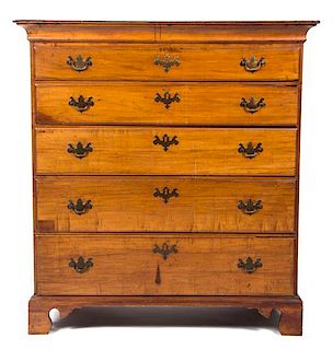 A Chippendale Style Maple Chest of Drawers Height 42 1/2 x width 40 x depth 19 1/2 inches.