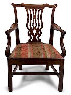 A George III Style Walnut Open Armchair Height 37 1/2 inches.