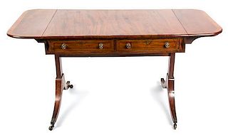 A Regency Mahogany Sofa Table Height 27 1/2 x width 53 1/2 x depth 24 1/2 inches.