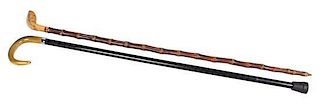 Two Walking Sticks Length of longer 36 inches.