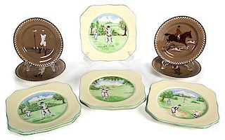An Assortment of Sporting Themed Plates Diameter of larger 9 inches.