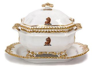 A Copeland Spode Porcelain Sauce Tureen Width of stand 8 1/4 inches.