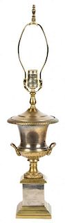 A French Empire Style Brass Lamp Height 25 1/2 inches.