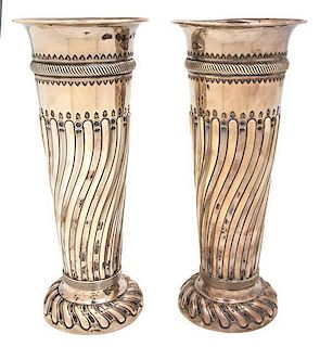 A Pair of English Silver Vases, Sibray Hall & Co., London, 1894,