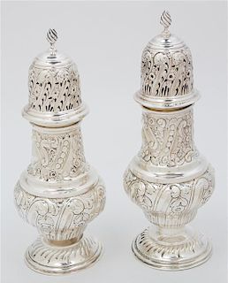 Two Victorian Silver Muffineers, George Nathan & Ridley Hayes, Chester, 1899, both of baluster form, chased with flowers and 