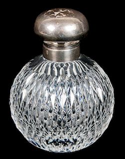 An English Silver Mounted Glass Scent Bottle, 20TH CENTURY, Birmingham, 2000.