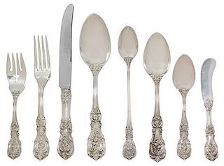 An American Silver Flatware Service, Reed & Barton, Taunton, MA, Francis I pattern, comprising: 12 dinner knives 12 dinner fo