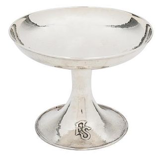 An American Hammered Silver Compote, Lebolt & Co, Chicago, IL, monogrammed FS