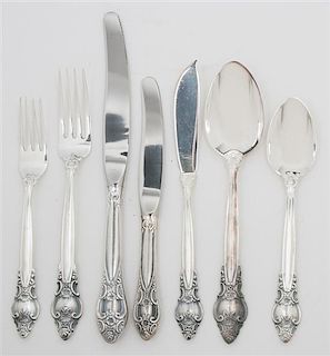 A Soviet Russian Melchior Silver Flatware Service for Six, , comprising: 6 dinner knives 6 luncheon knives 6 fish knives 6 fr