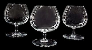 A Group of Eleven Baccarat Glass Brandy Snifters Height 4 7/8 inches.