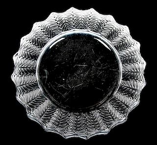 A Lalique Molded and Frosted Glass Coaster Diameter 5 1/4 inches.
