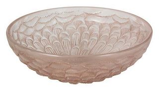 An R. Lalique Molded and Frosted Glass Dahlia Bowl, 20TH CENTURY,