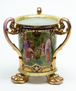 Royal Vienna Porcelain (Austrian) Footed Cup, H 7.5" Dia. 7.5"