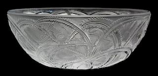 A Lalique Glass Pinsons Bowl Diameter 9 1/4 inches.