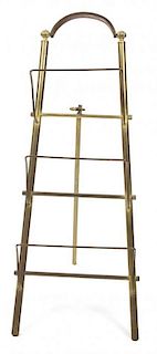 A Brass Magazine Rack Height 28 1/4 inches.