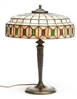 Leaded Stained Glass Table Lamp, H 20" W 8"