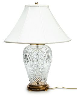 Waterford Crystal & Brass Table Lamp, H 28" Dia. 9.5"