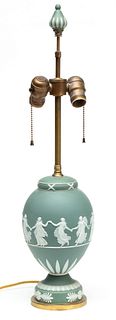 Wedgwood Jasperware Table Lamp "Dance Of Hours", H 24.5" Dia. 5.25"