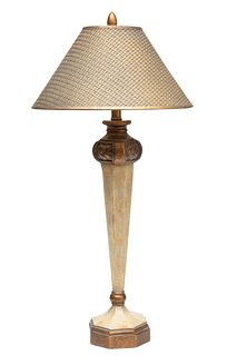 Patinated Composition Torch Formed Table Lamp H 29" Dia. 6"