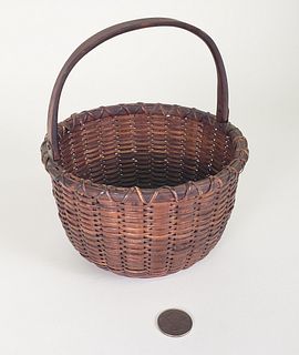 Rowland Folger (1803-1883) Round Open Swing Handle Nantucket Basket, circa 1880
