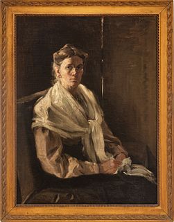 Mathias Alten (American, 1871-1938) Oil On Canvas Portrait Of A Woman, H 35" W 27"