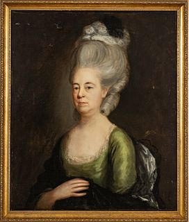 English George III Oil On Canvas, Last Quarter 18th C., Portrait Of Woman, H 31" W 26.5"