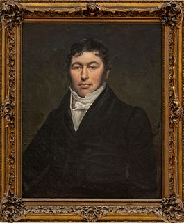 American Oil On Canvas Ca. Early To Mid 19th C., Portrait Of A Gentleman, H 30" W 25"
