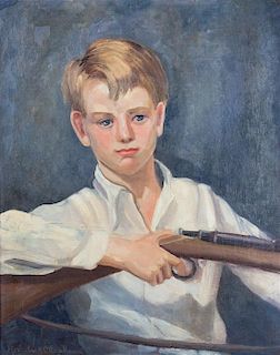 Artist Unknown, (American, 20th century), Portrait of A Young Boy with Rifle