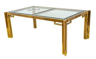 Mastercraft Brass And Glass Dining Table, H 29.5" W 46" L 77"