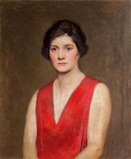 Artist Unknown, (American, 20th Century), Portrait of a Woman in a Red Dress