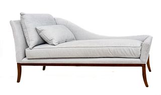 Lee Jofa Furniture (American) Grey Upholstered Chaise Lounge, H 38" W 33" L 73"