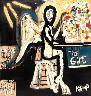 Anthony Eve Kemp (American, B. 1963) Mixed Media On Board, "The Gift", H 48" W 48"