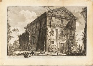 Giovanni Battista Piranesi (Italian, 1720-1778) Etching On Paper, Laid Down, 1757, Temple Of Bacchus (Church Of S. Urban), H 16.25" W 24.5"