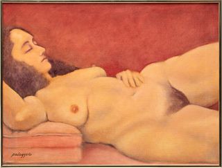 Palazzolo, Oil On Canvas, Ca. 1960s, Reclining Female Nude, H 18" W 24"