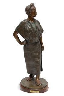 Fernando Camancho Guerrero (Mexican, 20/21st C.) Bronze Sculpture, Standing Woman, H 25" W 10.5" L 8"