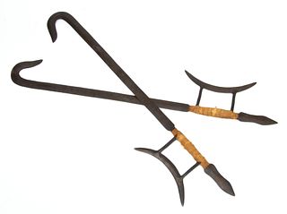Chinese Steel Hook Swords, 20th C., W 6.5" L 35" 1 Pair