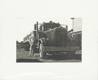 James Torlakson (American, B. 1951) Aquatint Etching On Wove Paper, Leifson With Rig, H 9.75" W 15"