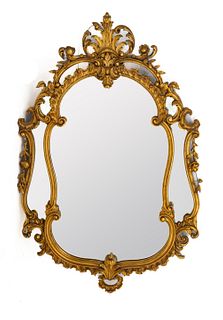 Gilt Carved Gesso And Wood Mirror H 45.75" W 29"