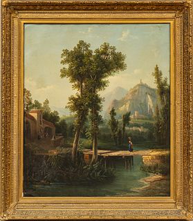 European Oil On Canvas, 19th C., Northern Italian Landscape, H 30.75" W 25.5"