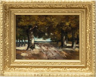 American Oil On Canvas, Ca. Late 19th C., Wooded Landscape, H 10" W 14"